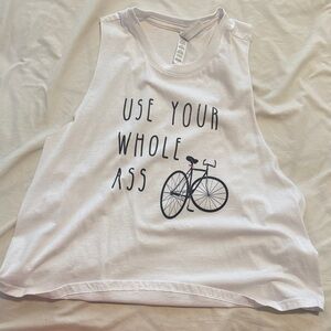 Peloton Theme Jess King Bella Canvas White Graphic Muscle Tee